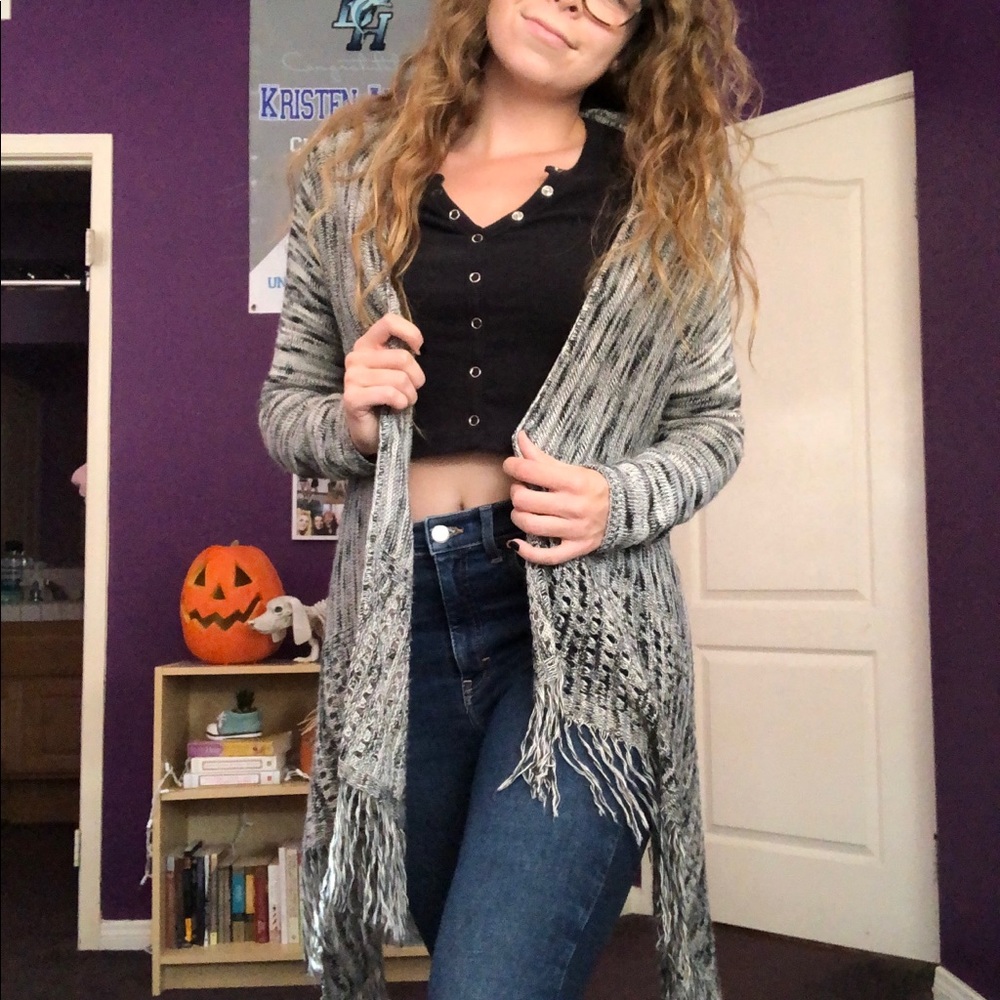 Gray Knit Fall Sweater